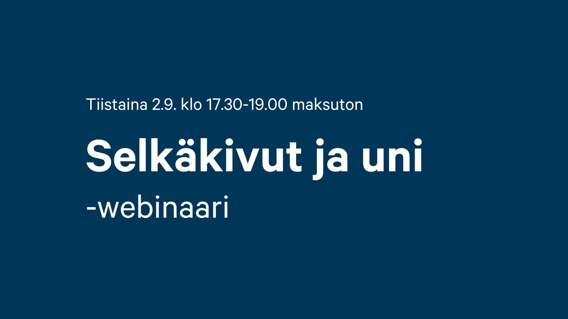Apua selkäkipuun – osallistu webinaariin
